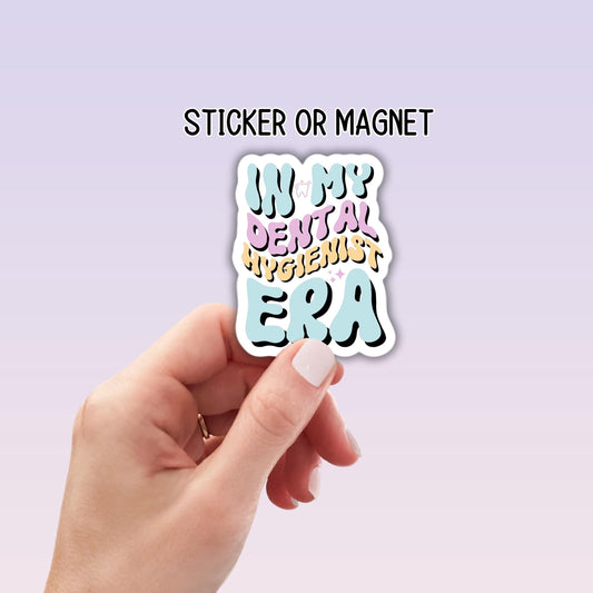 Dental hygienist sticker dental hygienist future dental hygienist dentist era gift magnet tooth water bottle sticker Retro wavy lap top