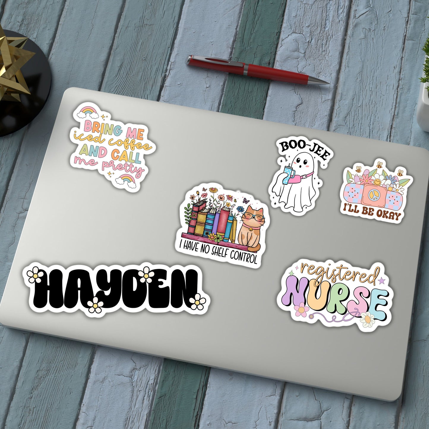 Custom name sticker Personalized name stickers Custom Name Stickers daisy stickers groovy gift kids name stickers water bottle retro hippie