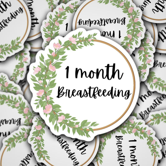 Breast feeding mile stone stickers, mom stickers, pumping mom sticker, nursing sticker, wreath sticker, breastfeeding, 1 year breastfeeding