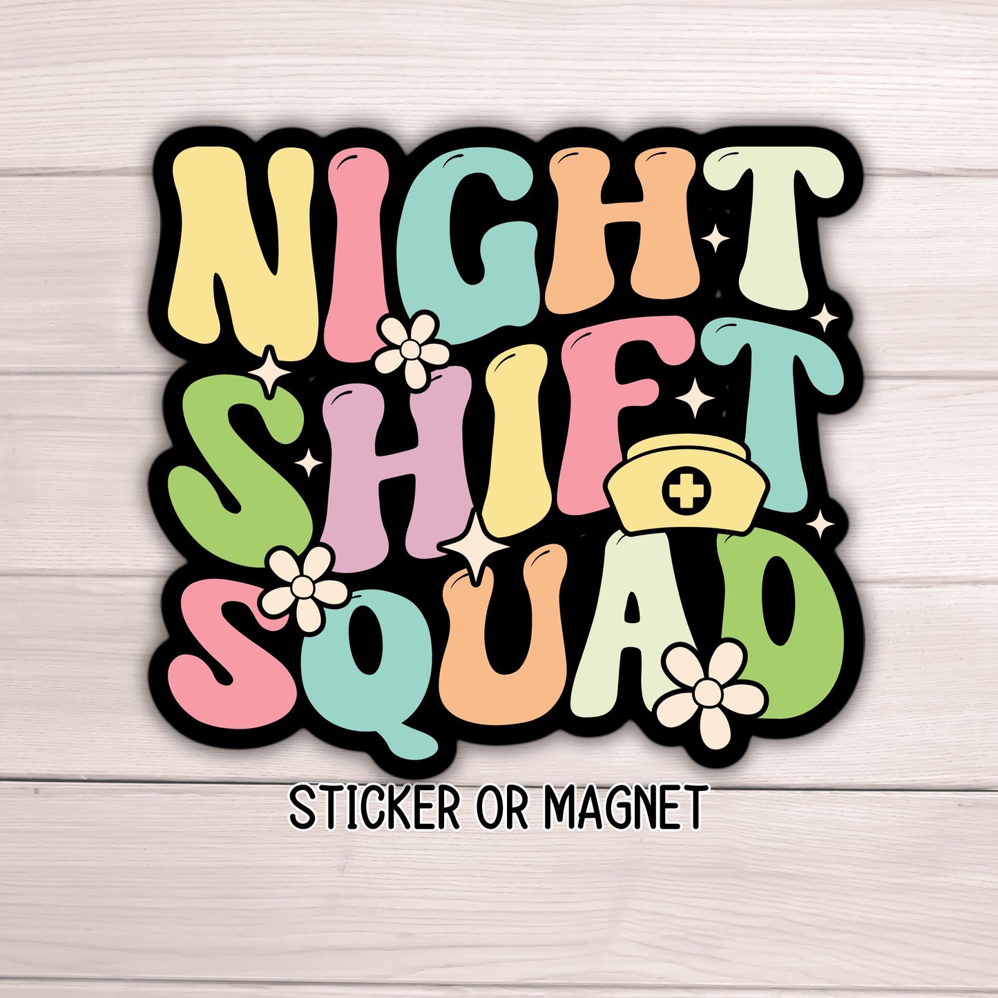 Night shift Nurse sticker RN LVN CNA nurse gift Registered nurse magnet healthcare water bottle nurse Retro nurse sticker lap top decal