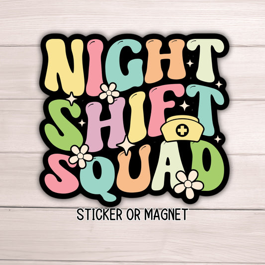 Night shift Nurse sticker RN LVN CNA nurse gift Registered nurse magnet healthcare water bottle nurse Retro nurse sticker lap top decal