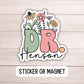 Doctor gift DR name Sticker name personalized Peds doctor Wildflower magnet  Retro font Floral Name Personalized healthcare name gift