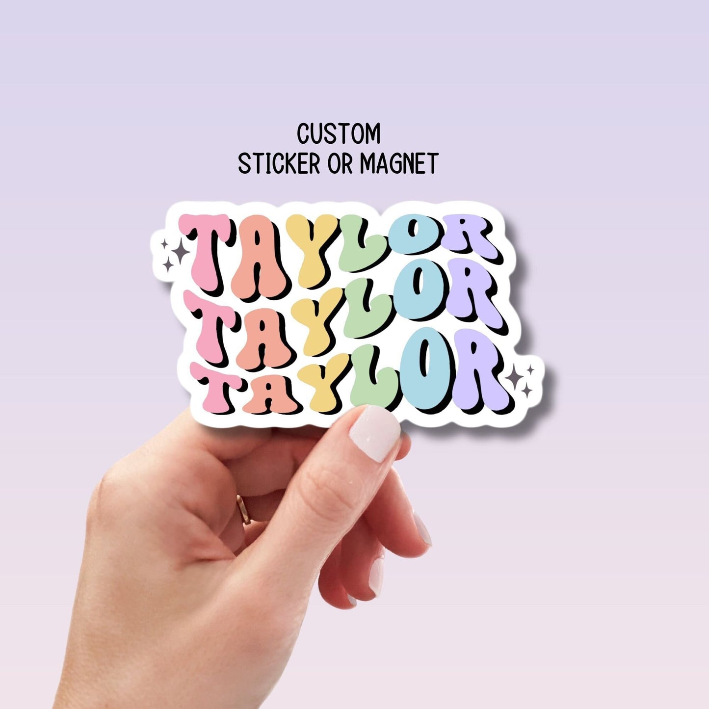 Retro wavy name sticker Personalized name stickers Custom Name Sticker Aesthetic sticker Water bottle sticker Kids name sticker Retro font