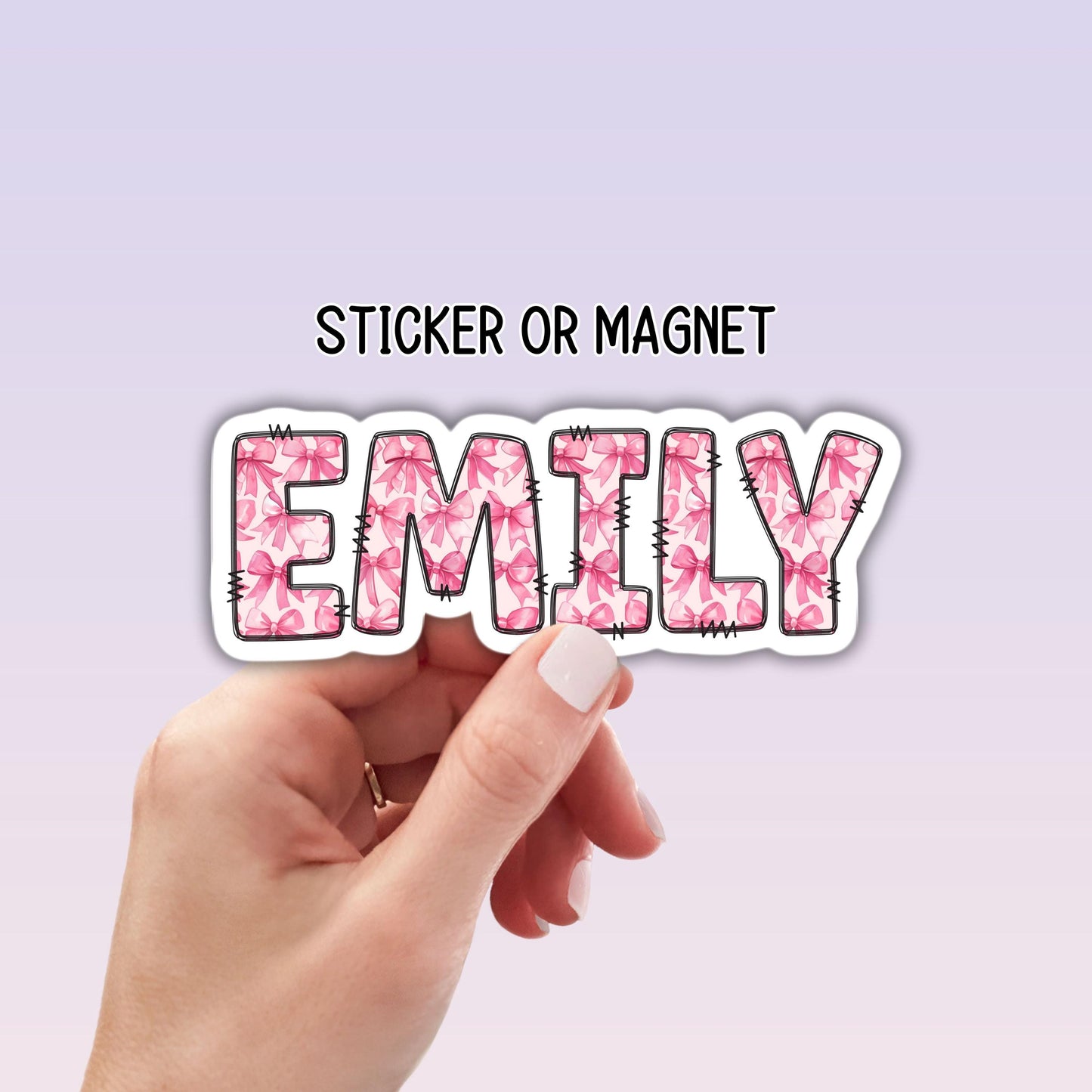 Custom name Bow sticker bow Pink Coquette Ribbon Bow Personalized name sticker Custom Name locker magnet water bottle name gift kids name