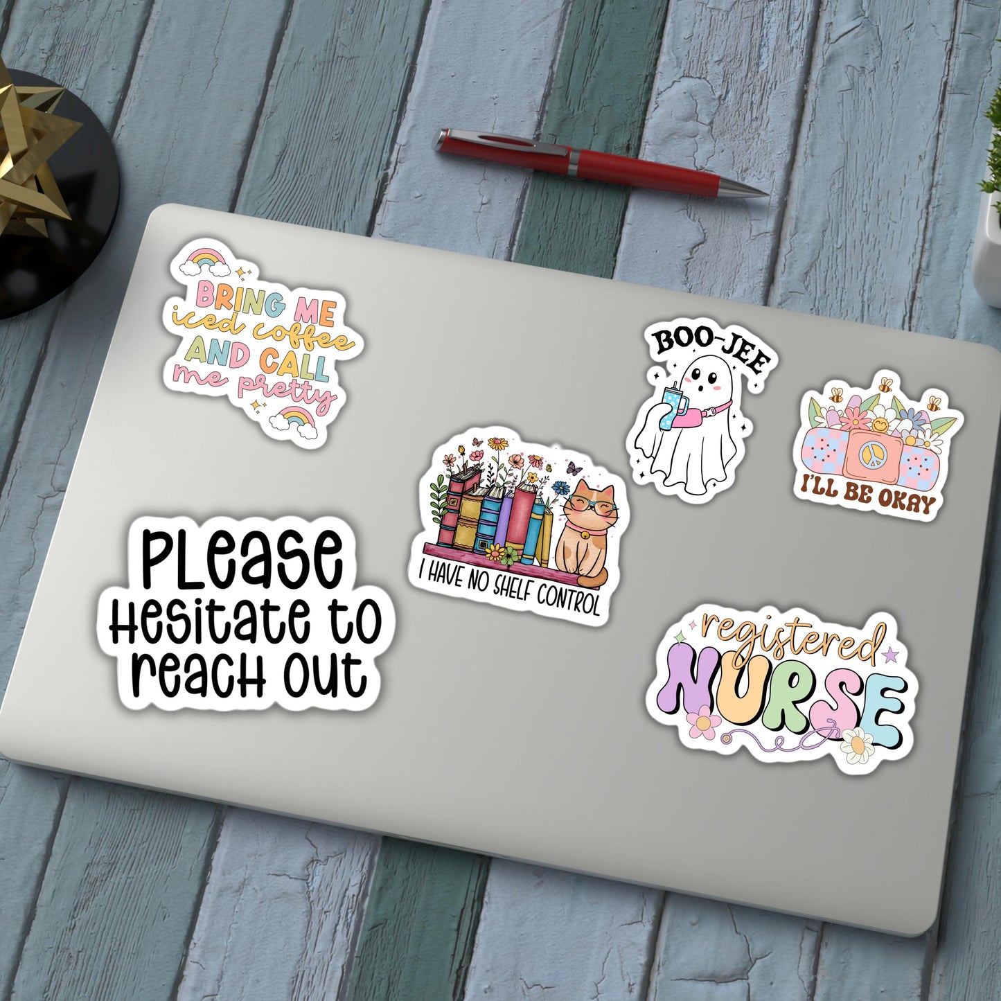 Please hesitate to reach out Adult Funny snarky punny sticker magnet sarcastic work employee water bottle notebook hilarious gift lap top