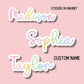 Kids name sticker Custom name sticker Personalized Name Sticker Name magnet Water bottle sticker Tumbler cup sticker rainbow letters script