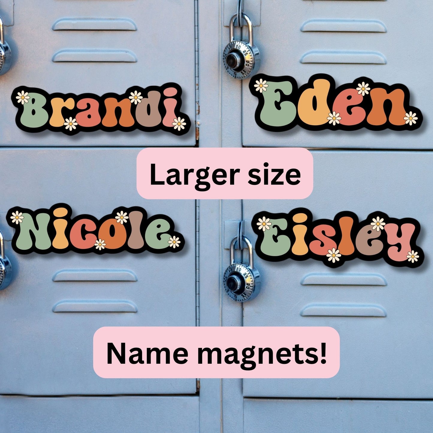 School locker magnet Custom name Magnet personalized magnet name magnet locker magnet fridge magnet kids name magnet locker decor Retro