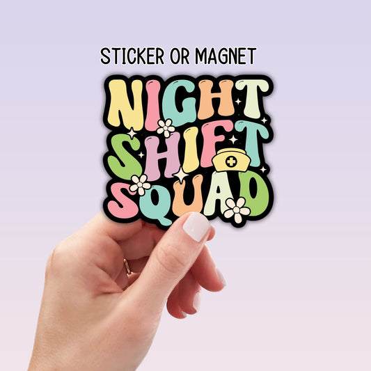 Night shift Nurse sticker RN LVN CNA nurse gift Registered nurse magnet healthcare water bottle nurse Retro nurse sticker lap top decal