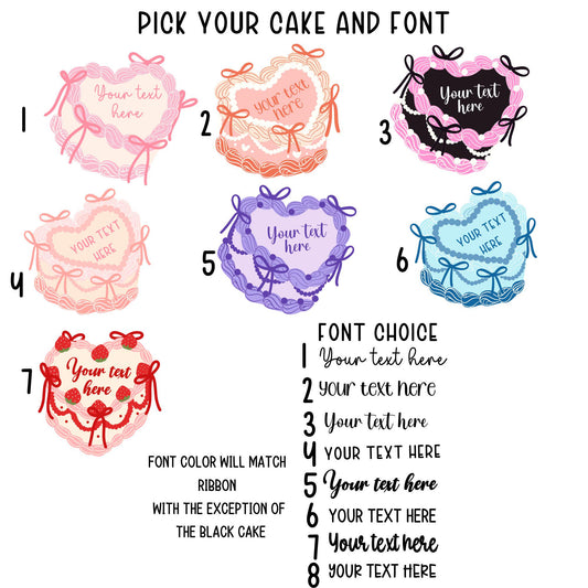 Custom cake sticker Coquette magnet pink bow girlie personalized text locker decor preppy cake cute name accessories Coquette Ribbon Bow