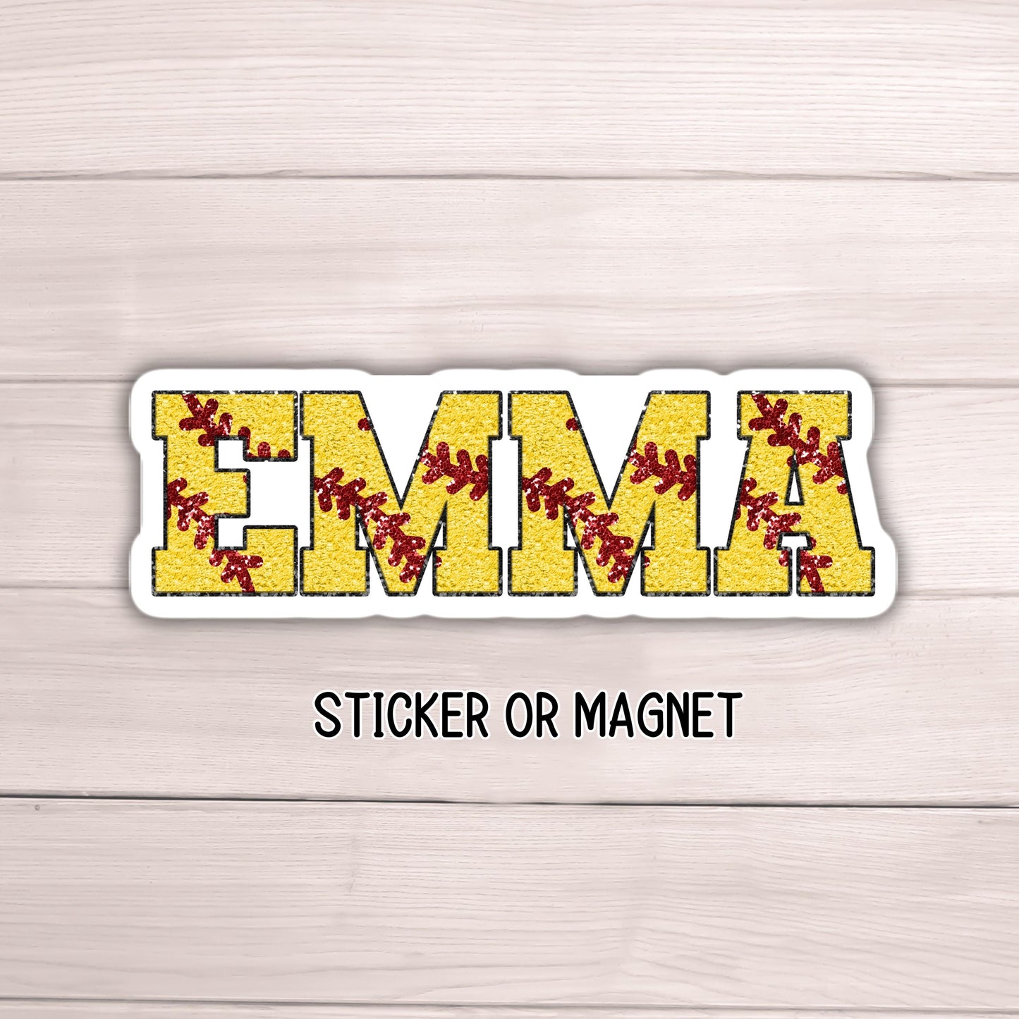 Softball Name sticker chenille letters helmet sticker softball team gifts custom number personalized softball locker magnet softball