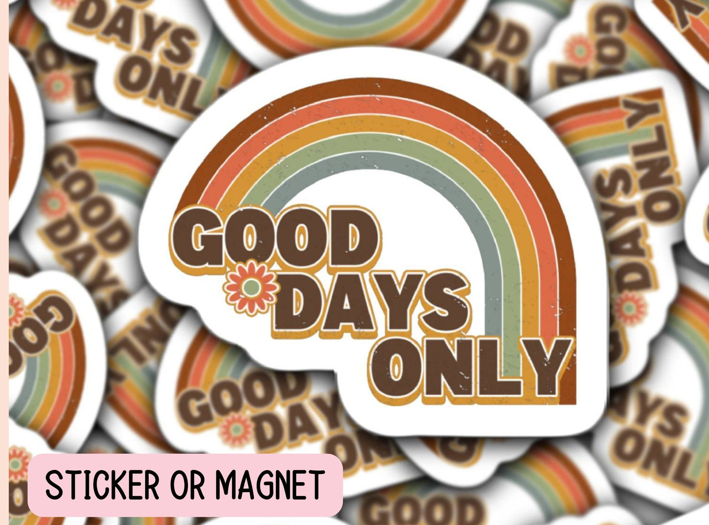 Retro sticker positive sticker good days retro rainbow water bottle sticker lap top decal boho rainbow motivational sticker magnet gift