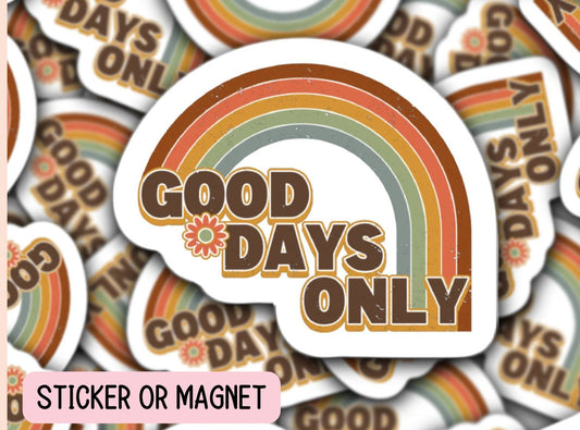 Retro sticker positive sticker good days retro rainbow water bottle sticker lap top decal boho rainbow motivational sticker magnet gift
