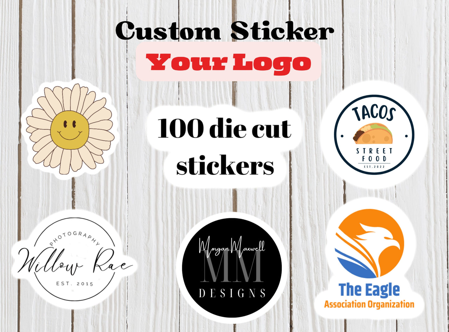 100 Custom logo Stickers, Print and Cut Any Design, Laminated  Custom Labels, Custom Stickers, Logo, Branding, Business stickers