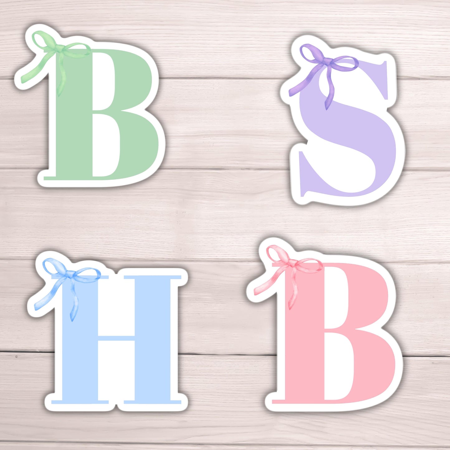 Coquette Bow sticker Initial monogram Pink Ribbon Bow Personalized name sticker Custom Name locker magnet best friend gift kids name