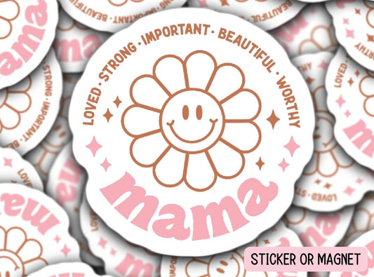 Mom gift Flower sticker Retro mom mama aesthetic sticker Mama Sticker Tumbler cup sticker Gift for mom Lap top sticker water bottle magnet