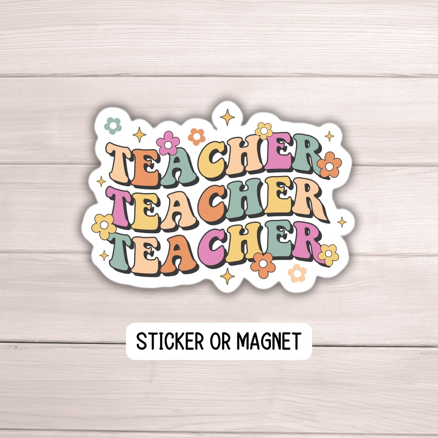 RetroTeacher sticker magnet teacher appreciation Teacher gift retro gift cute teacher magnet lap top pre school notebook back to school