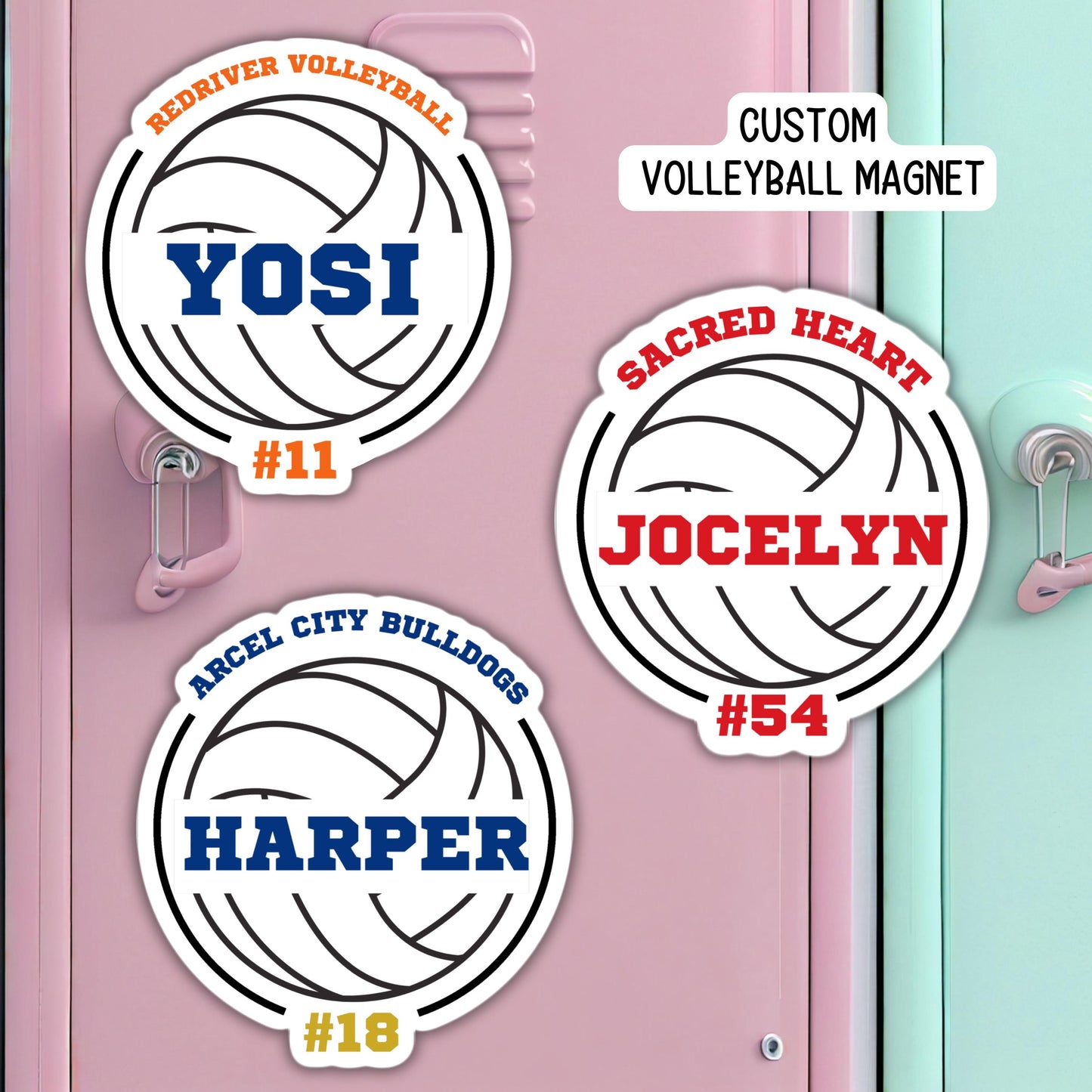 Volleyball magnet Volleyball team custom personalized School locker magnet Custom name magnet mascot hotel door gift sports team decoration