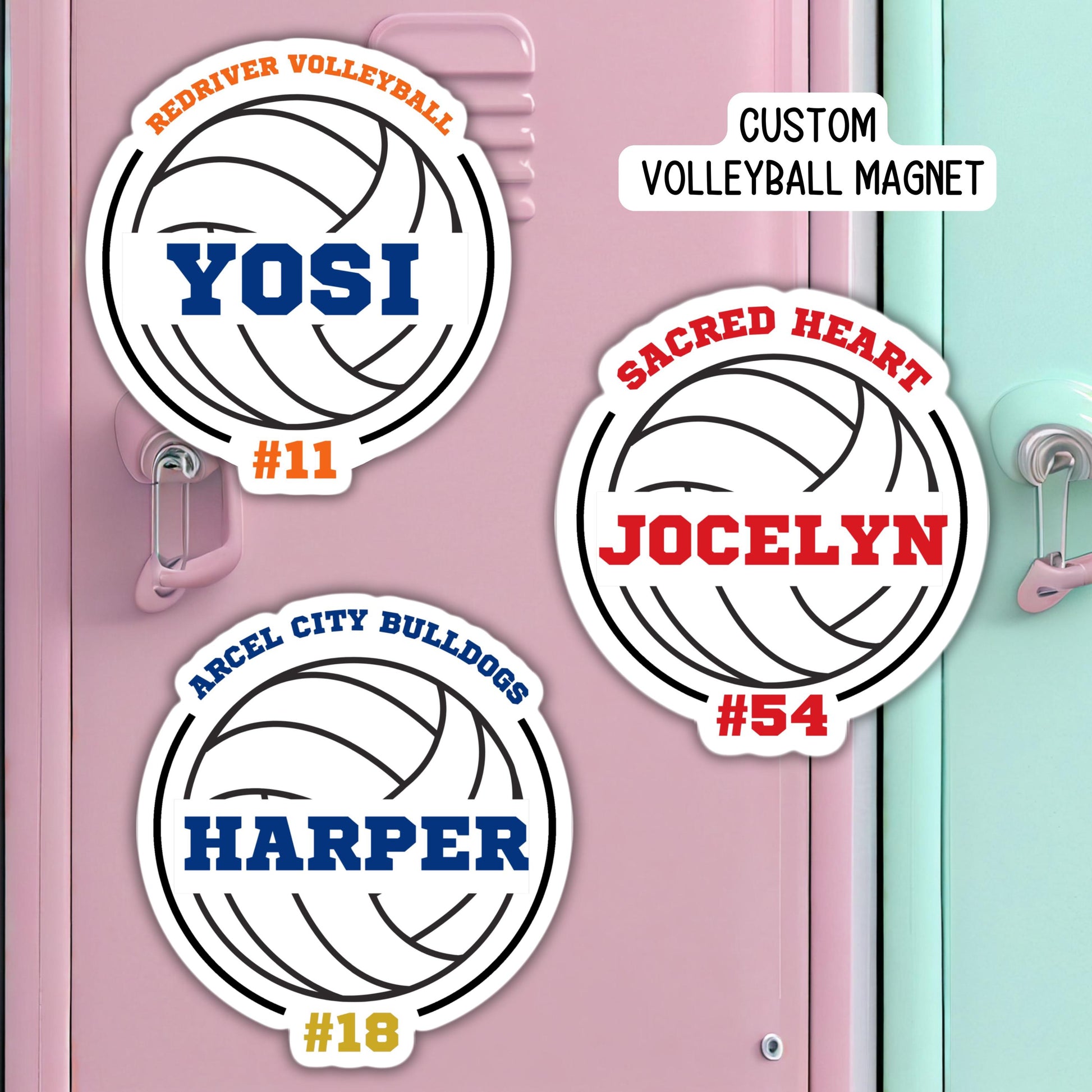 Volleyball magnet Volleyball team custom personalized School locker magnet Custom name magnet mascot hotel door gift sports team decoration