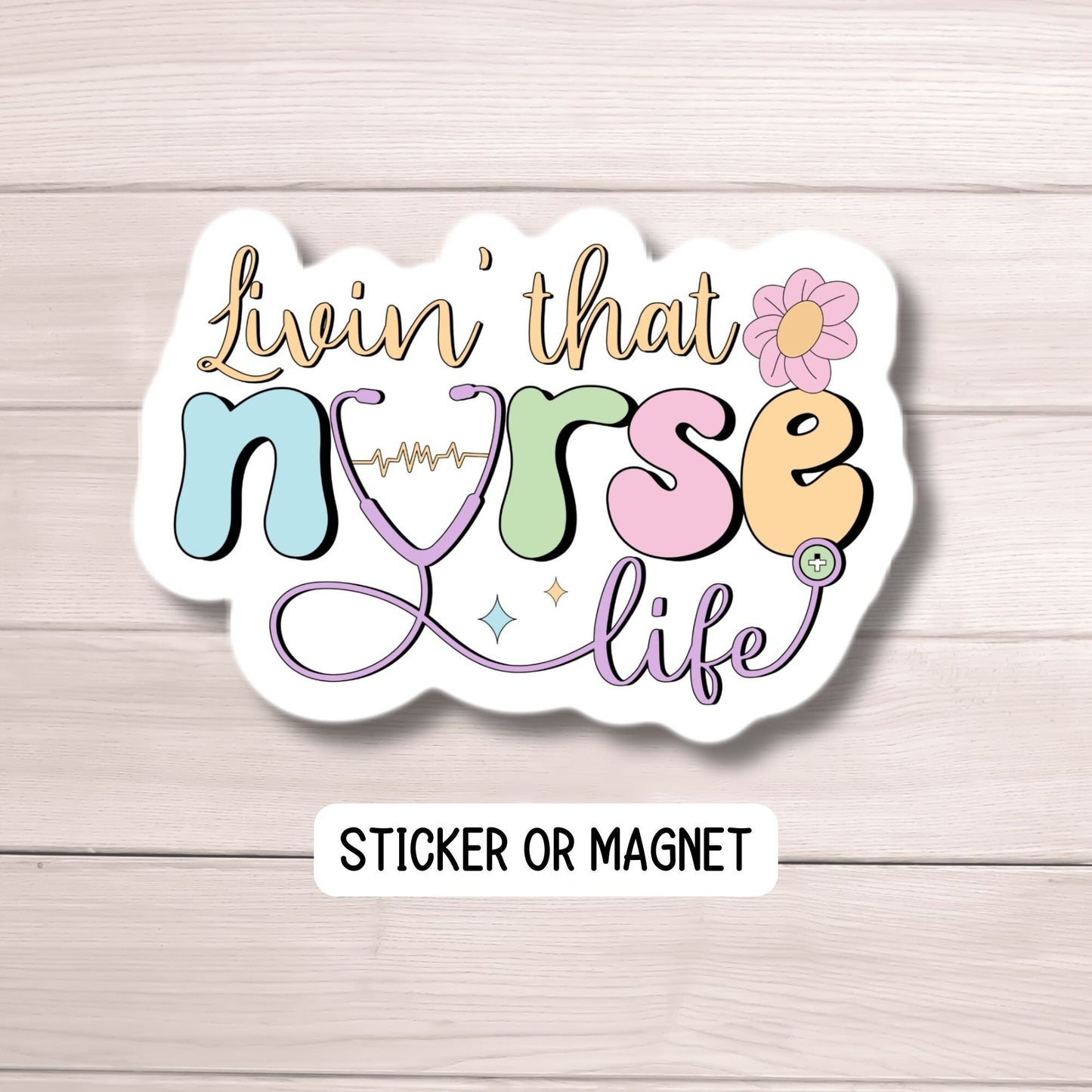Nurse sticker Nurse vibes RN LVN CNA, nurse gift nurse magnet healthcare water bottle nurse sticker Retro nurse sticker lap top decal groovy