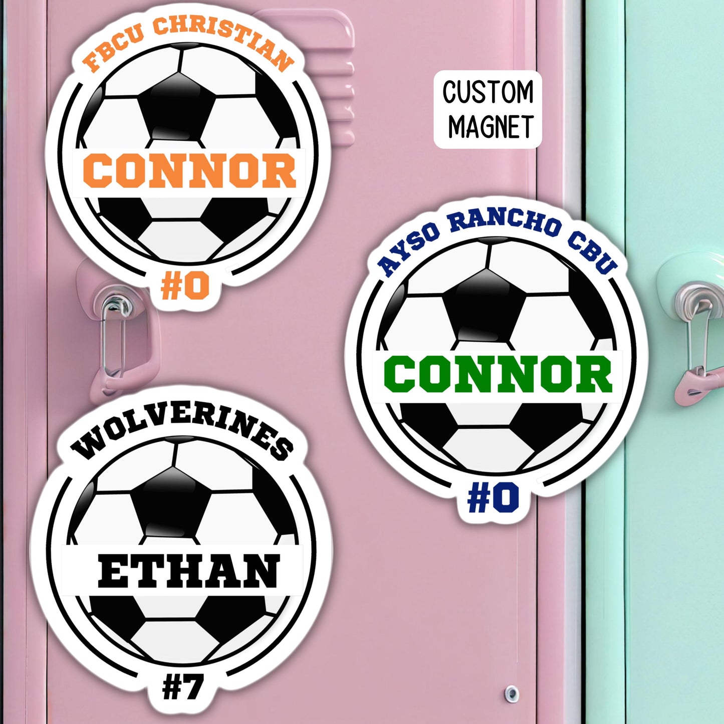Custom soccer magnet soccer team gifts soccer team names personalized soccer locker magnet Soccer league team sports sticker kids coach