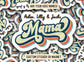 Retro custom mama sticker Personalized mama sticker name sticker Vintage mom sticker kids mommy name magnet Retro font Hippie Tumbler cup