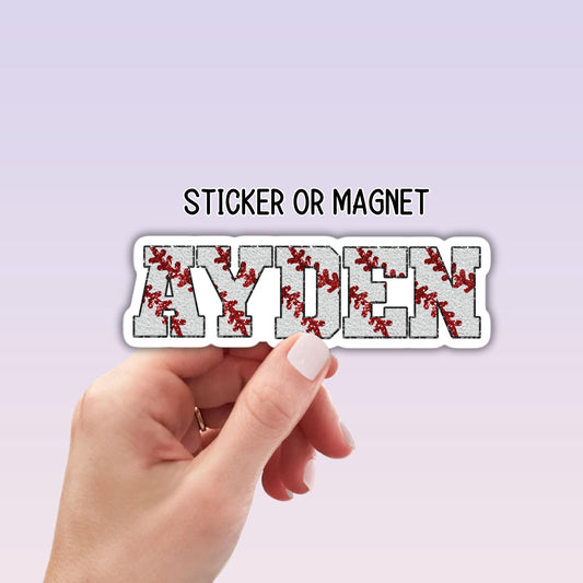 Custom name Baseball sticker Chenille baseball team gifts softball team names personalized baseball name locker magnet Baseball helmet gift