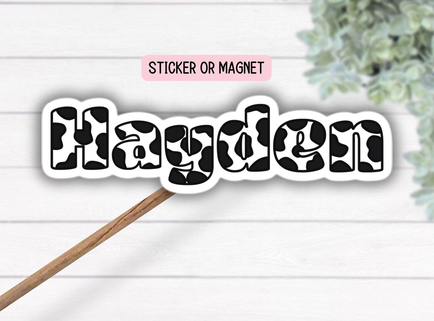 Cow print name sticker Personalized name sticker Custom Name magnet Water bottle sticker bestie gift Tumbler cup stickers Cow letters