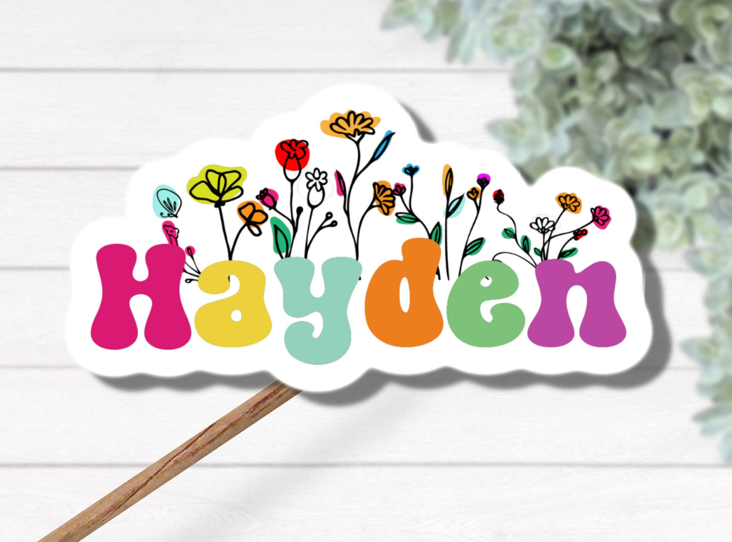 Kids name sticker Retro floral name Personalized Custom Name Stickers Aesthetic stickers best friend gift retro water bottle minimalist gift