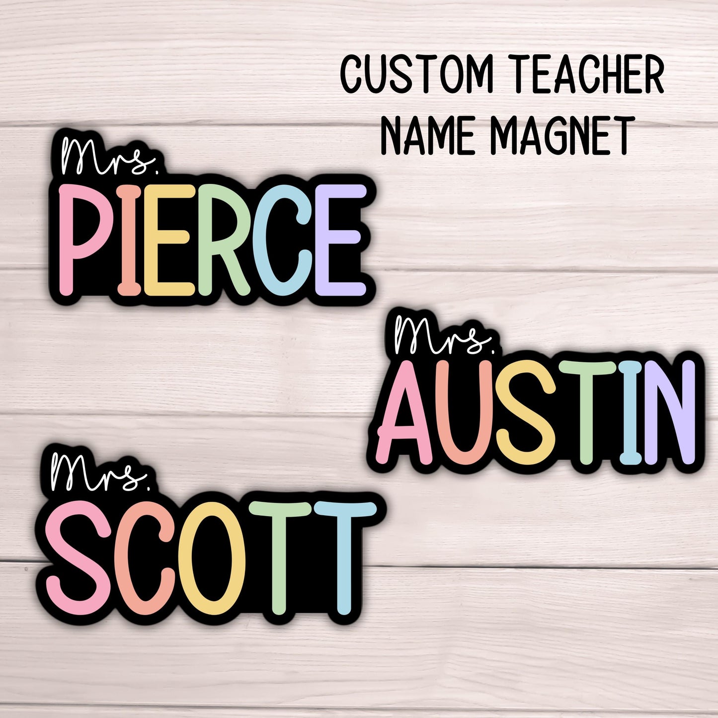 Custom teacher magnet classroom magnet gift Teacher name Personalized whiteboard Custom Teacher Name Magnet Rainbow Aesthetic Retro Mrs Miss