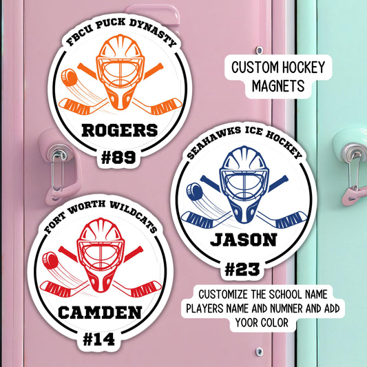 Hockey custom name number hockey player team magnet custom personalized School locker magnet Custom name gift mascot magnet sports