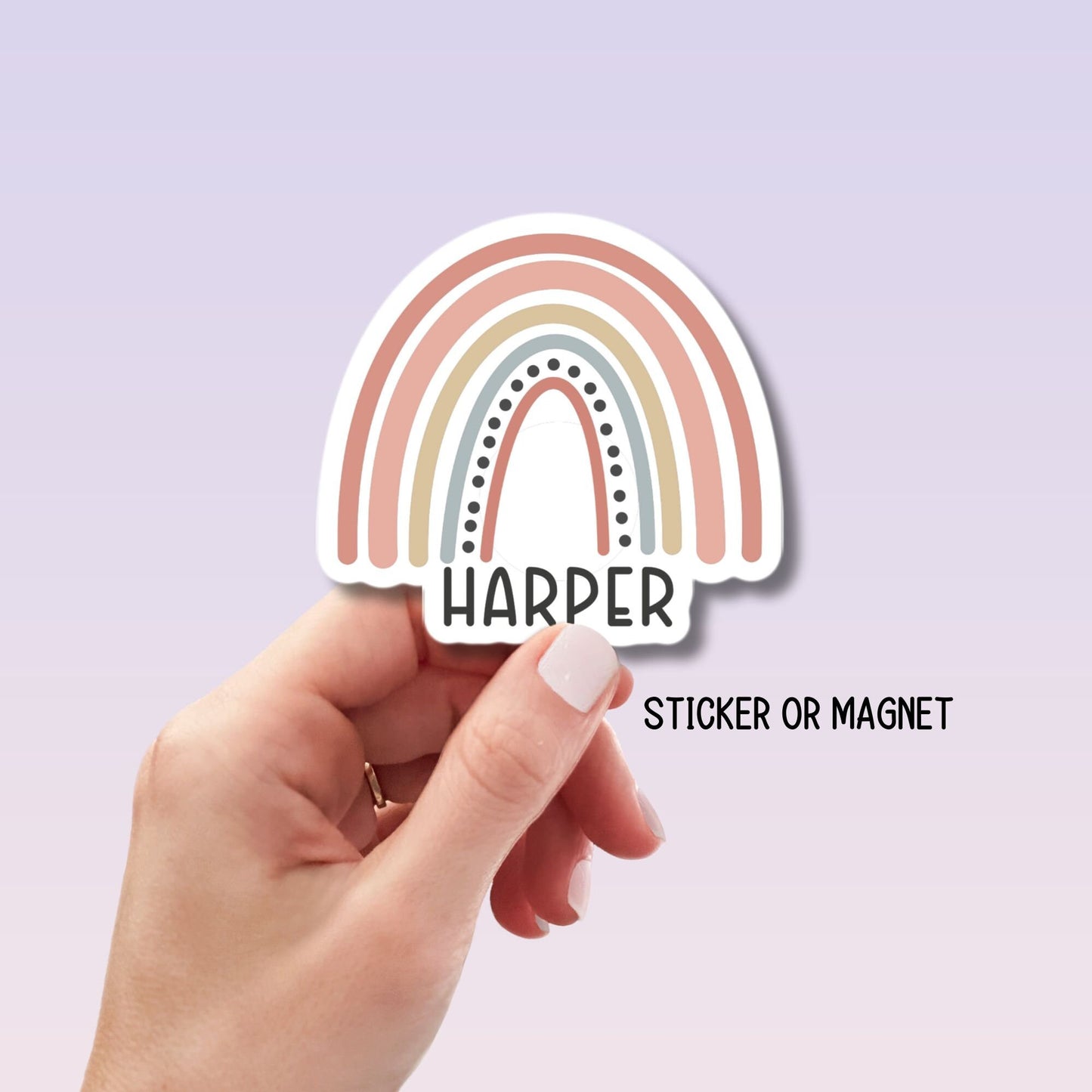 Custom name sticker Boho Rainbow name sticker Personalized name stickers Kids Name aesthetic stickers Tumbler cup name gift Pink rainbow