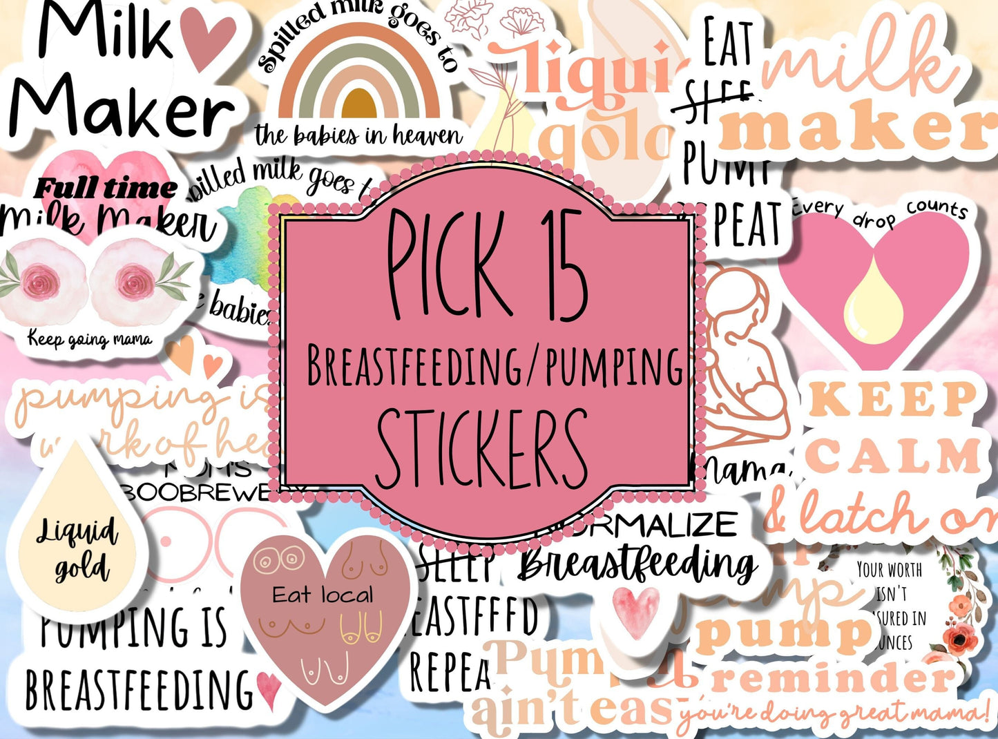 Breastfeeding stickers pack, Breastfeeding gift, liquid gold, pumping mama, exclusive pumper, milky mama, milestone sticker, lactation room