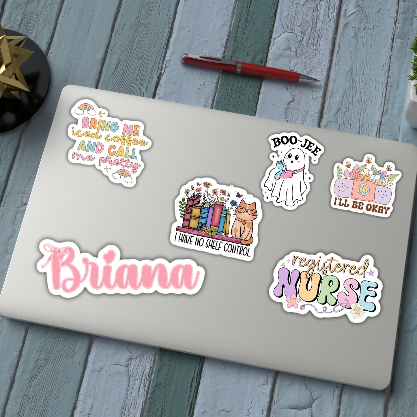 Coquette Ribbon Bow Personalized name sticker pink Custom name Bow sticker bow Custom Name locker magnet water bottle name gift kids name