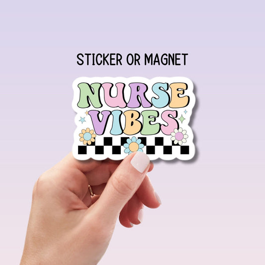 Nurse sticker Nurse vibes RN LVN CNA, nurse gift nurse magnet healthcare water bottle nurse sticker Retro nurse sticker lap top decal groovy