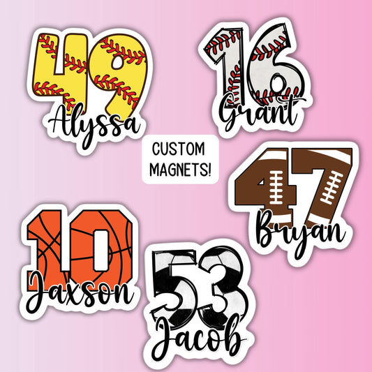 Custom Football basketball soccer softball baseball number magnet team gift name personalized sports locker magnet school locker decoration