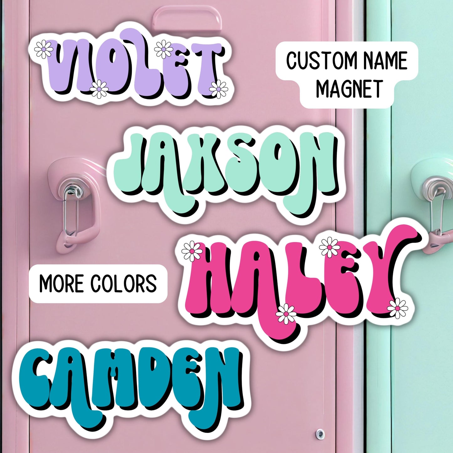 Custom name Magnet retro font personalized magnet locker fridge cruise ship door kids magnet locker decor School locker accessories gift