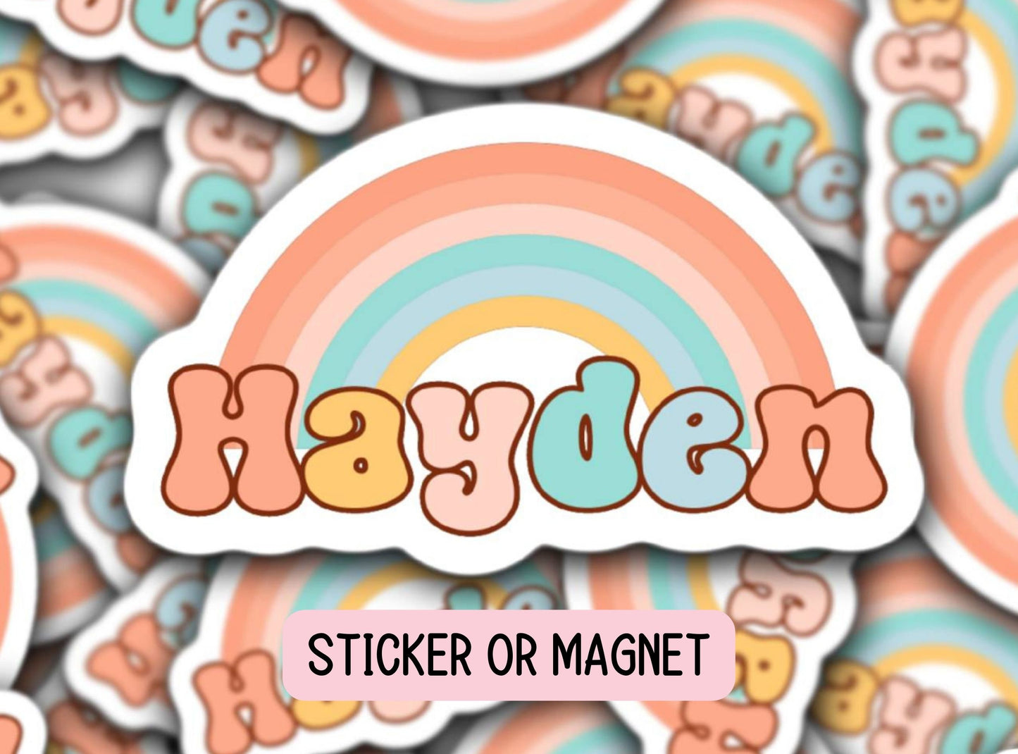 Name sticker Retro name sticker Personalized name Retro rainbow Aesthetic best friend gift kids name stickers tumbler sticker lap top magnet