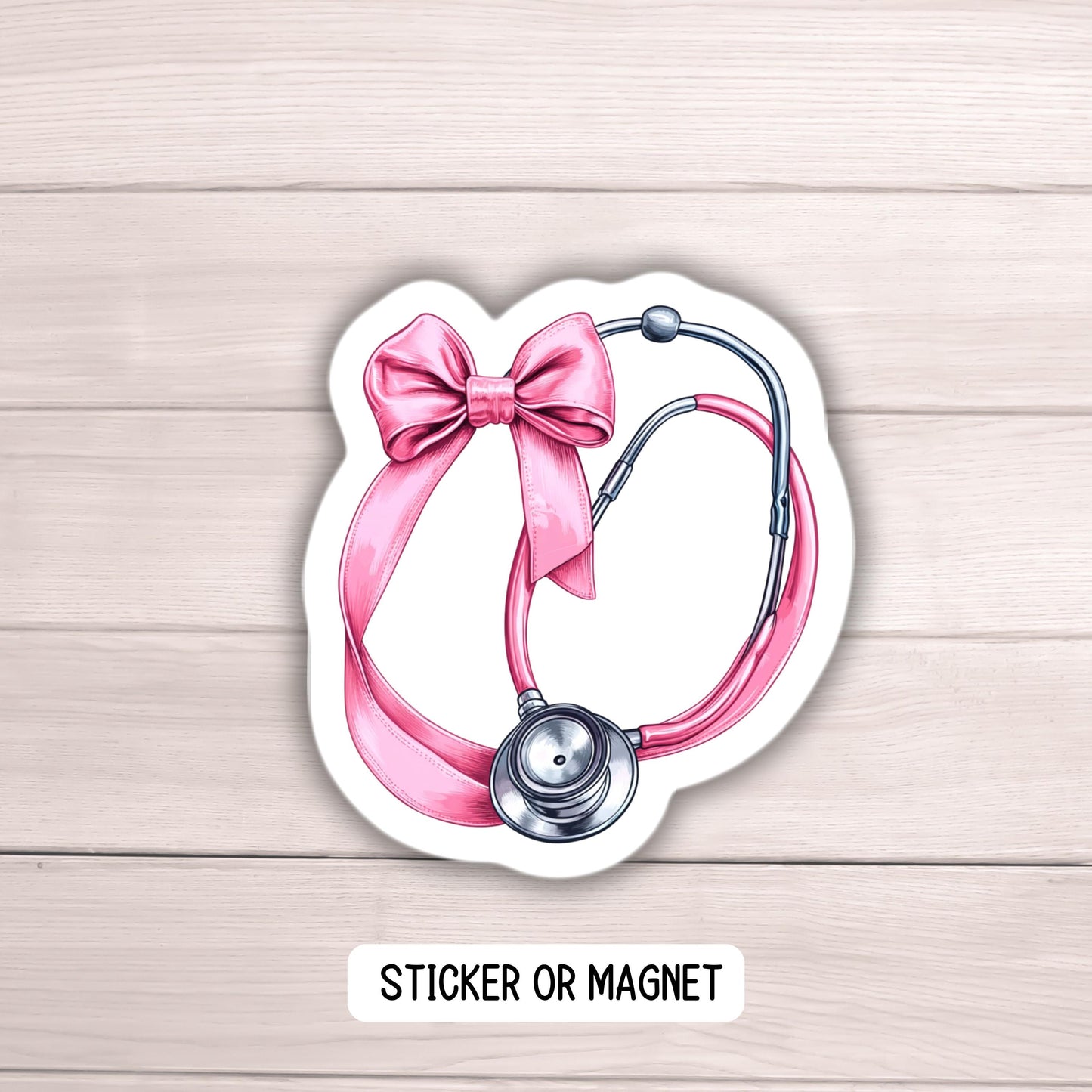 Coquette nurse sticker stethoscope pink bow Nursing student RN gift healthcare nurse magnet water bottle nurse sticker nurse sticker locker