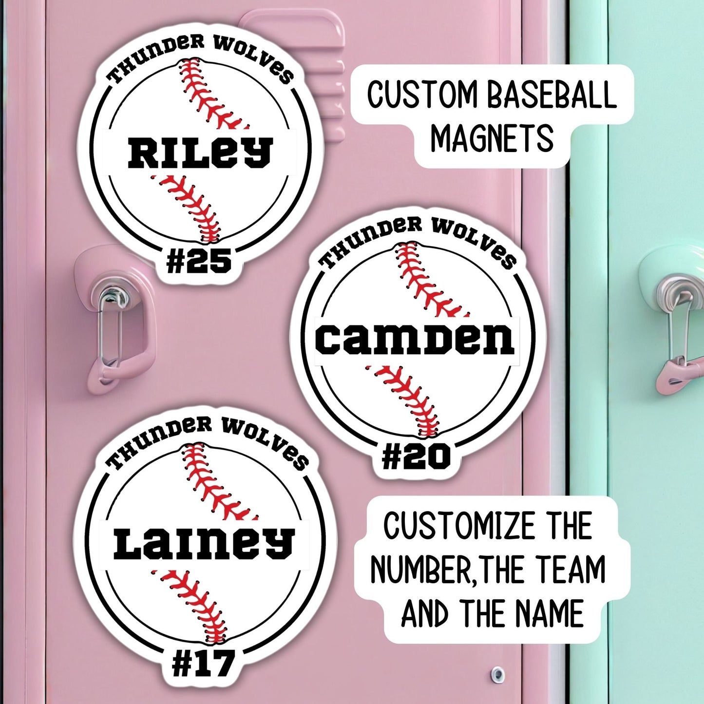 Custom Baseball magnet baseball team gifts baseball team name personalized baseball name locker magnet school team locker decoration