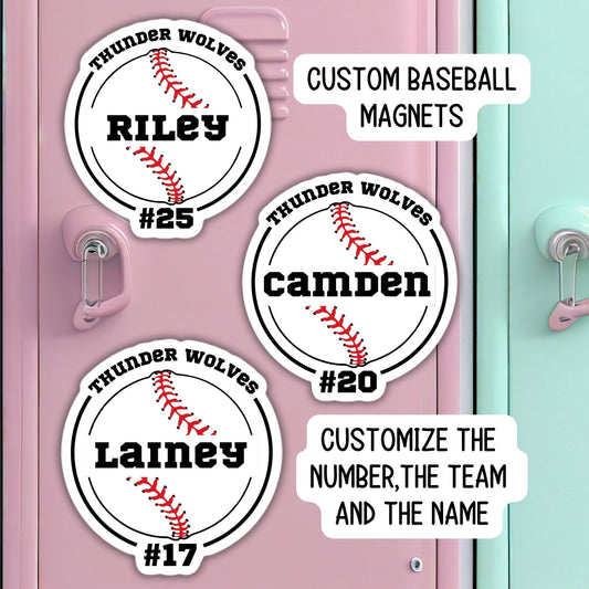 Custom Baseball magnet baseball team gifts baseball team name personalized baseball name locker magnet school team locker decoration