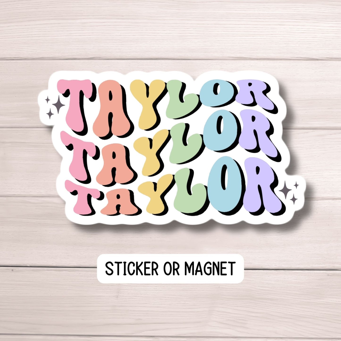 Retro wavy name sticker Personalized name stickers Custom Name Sticker Aesthetic sticker Water bottle sticker Kids name sticker Retro font