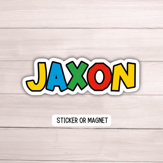 Video game font Water bottle name sticker Tumbler cup name sticker Retro font name Boy Name sticker Personalized name Kids name sticker gift