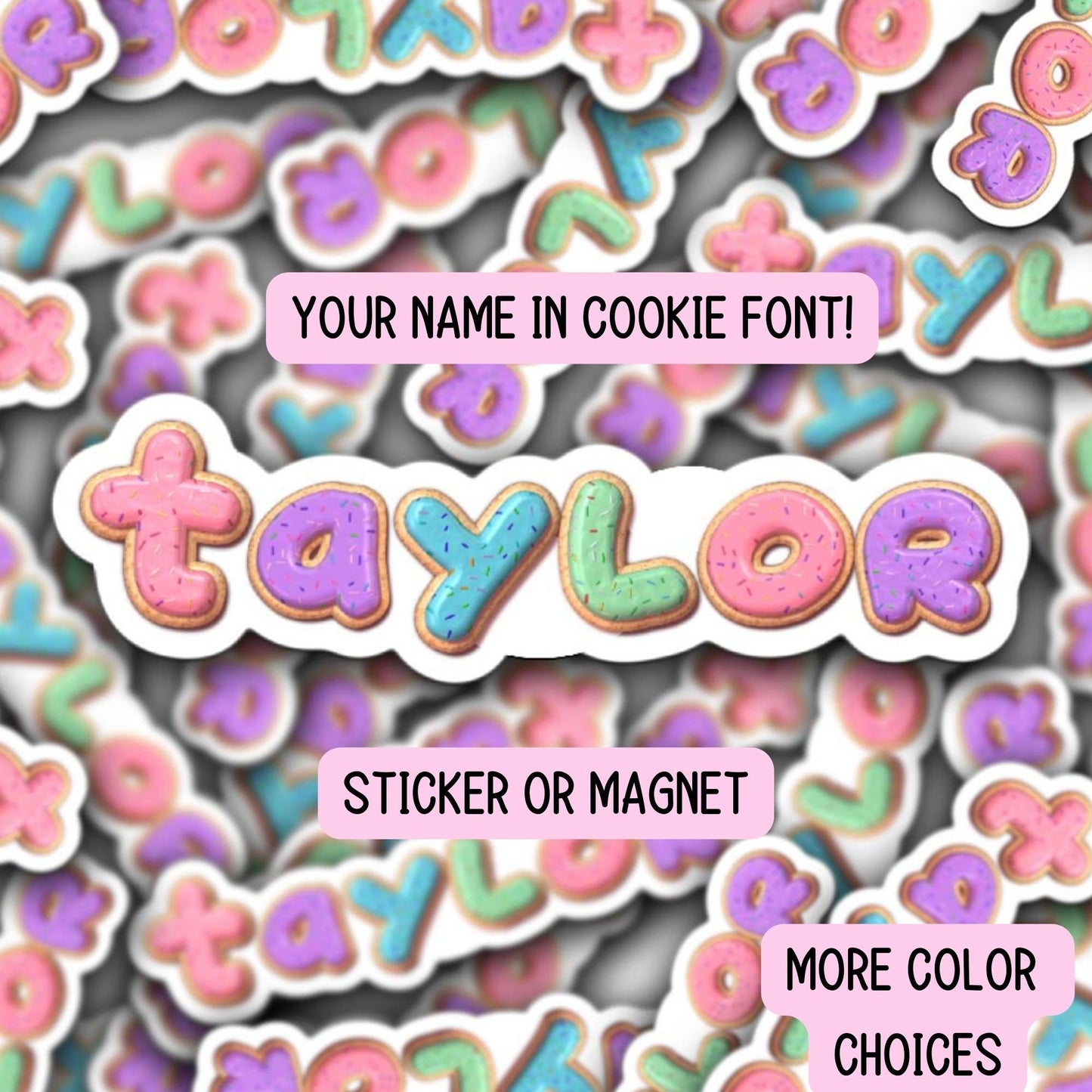 Custom name sticker cookie font name sticker Kids Name sticker Personalized name Water bottle sticker girl name Kids name sticker Magnet