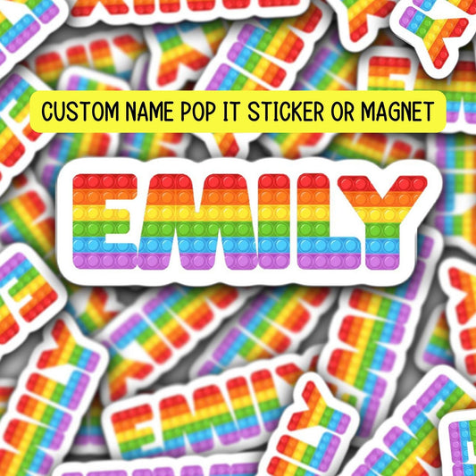 Kids custom name sticker Personalized Custom Name Stickers Name magnet Water bottle sticker Tumbler cup stickers kids party favor pop it