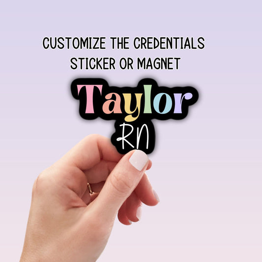 Custom nurse magnet personalized nurse gift sticker Registered nurse RN Retro font Floral Name Personalized healthcare LVN CNA name gift