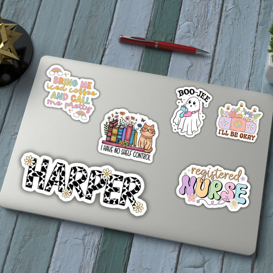 Cow print name sticker Personalized Custom Name Stickers Name magnet Water bottle sticker best friend gift Tumbler stickers Cow letters