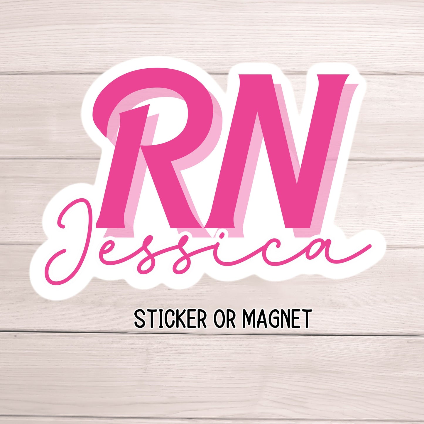 Registered nurse Sticker name personalized nurse magnet Registered nurse RN Retro font custom Name Personalized healthcare LVN CNA name gift
