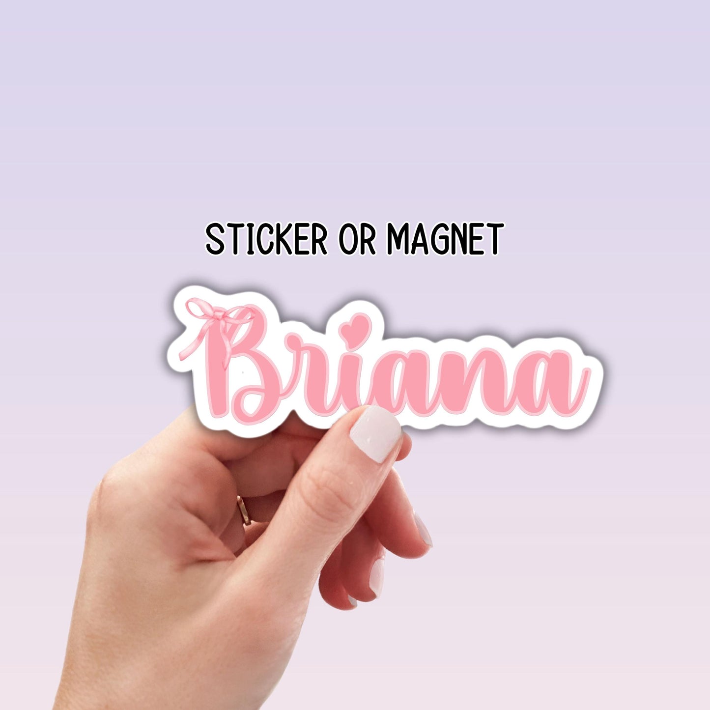 Coquette Ribbon Bow Personalized name sticker pink Custom name Bow sticker bow Custom Name locker magnet water bottle name gift kids name