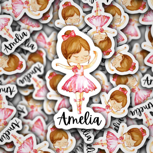Custom name ballerina sticker ballet sticker dance sticker dancer ballet shoes Dance life dancing kids name sticker lunch box sticker magnet