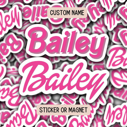 Tumbler cup name sticker Retro font name sticker Kids Name sticker Personalized name Water bottle sticker Pink name Kids name sticker Magnet